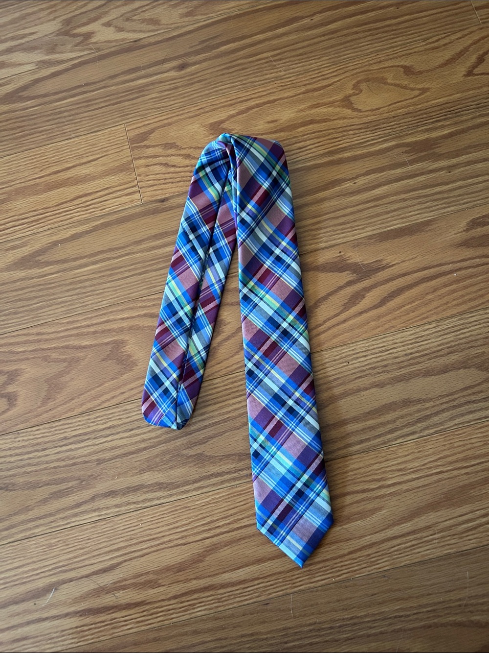 Tommy Hilfiger Plaid Tie in Blue, Burgundy, Light Green
